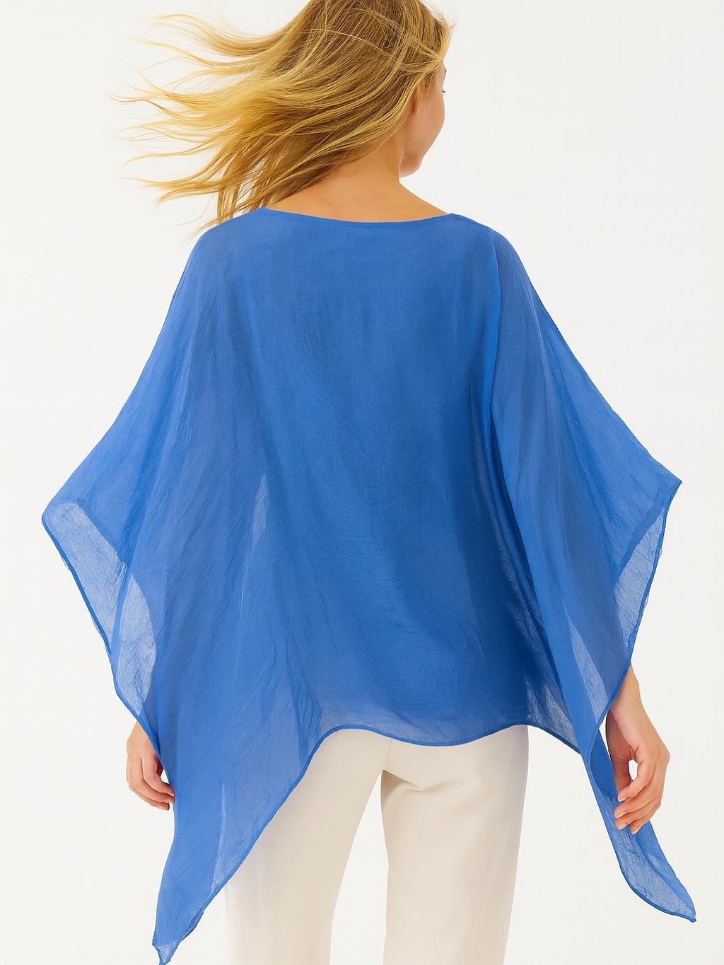 İtalyan İpek Bluz - OKYANUS MAVİSİ