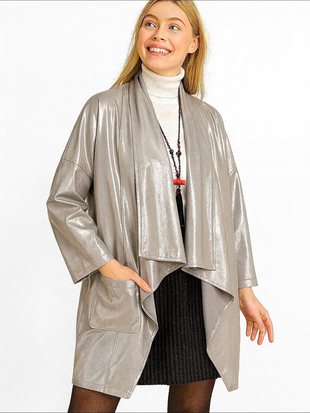 İtalyan Kısa Deri Kap - GÜMÜŞ