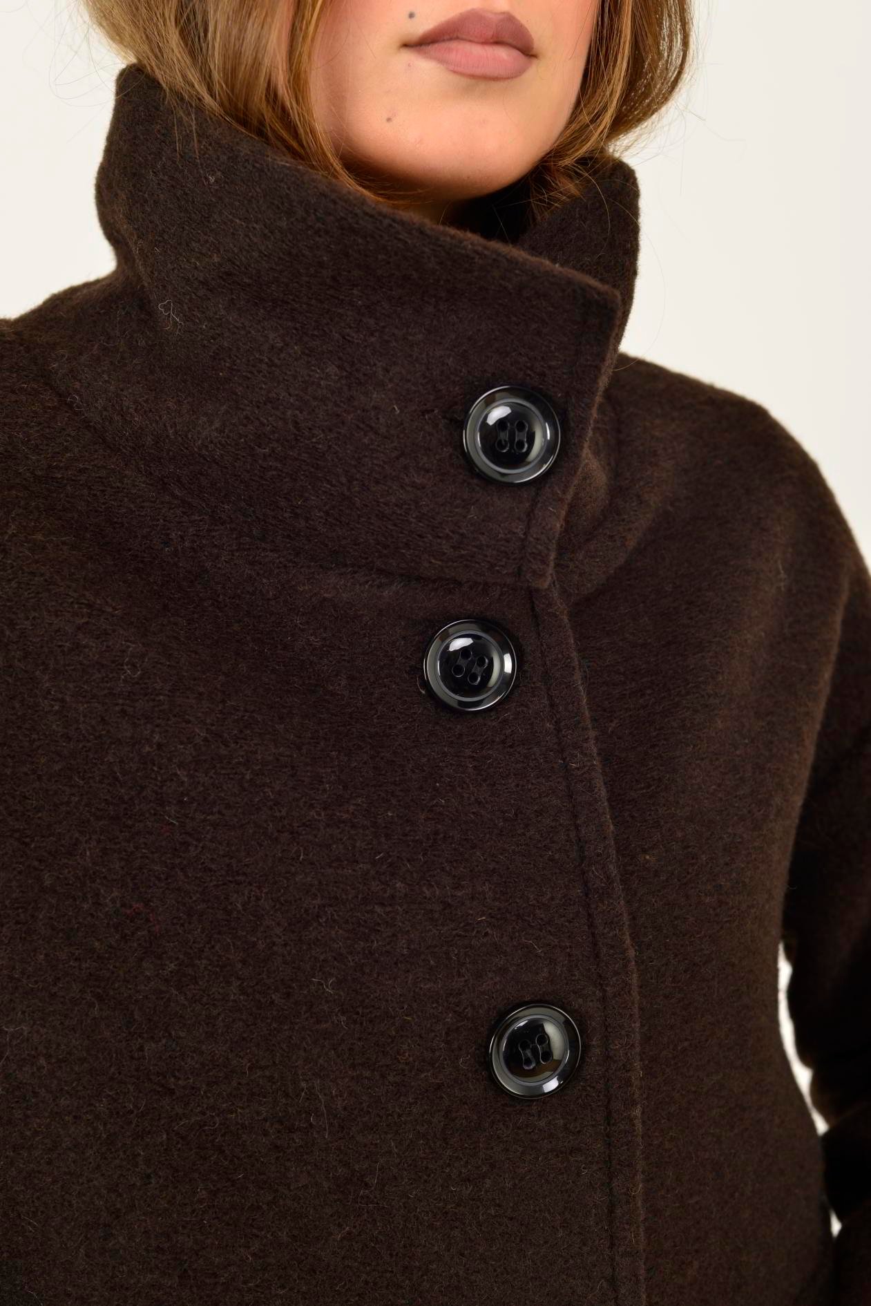 İtalyan Düğme Detaylı Keçe Ceket - ACI KAHVE