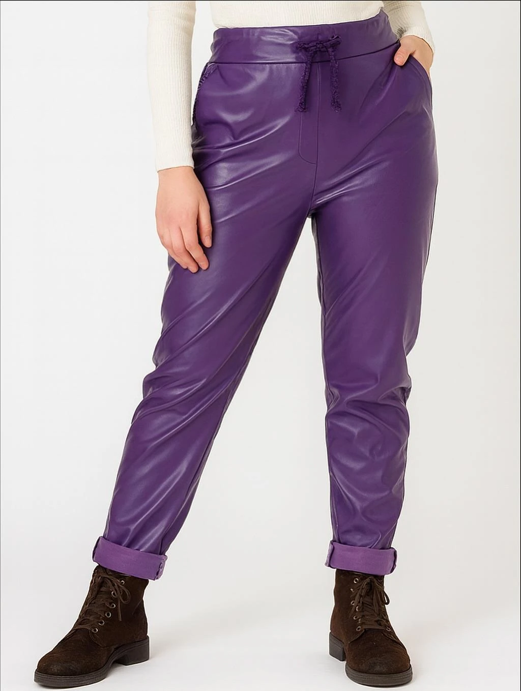 İtalyan Deri Pantolon - MOR