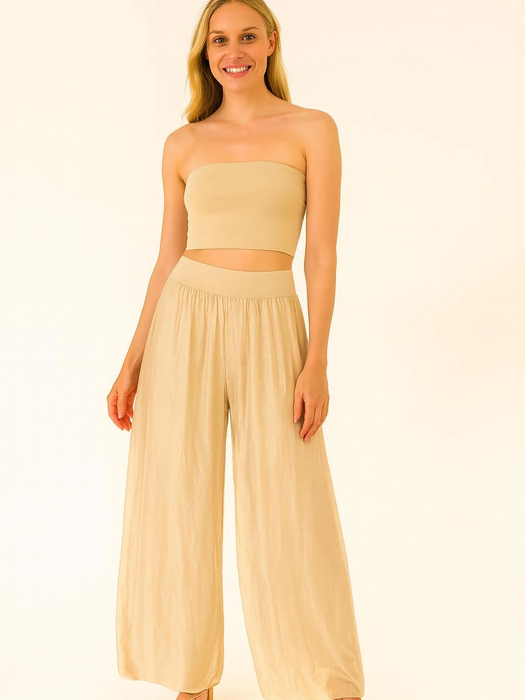 İtalyan İpek Pantolon - BEJ