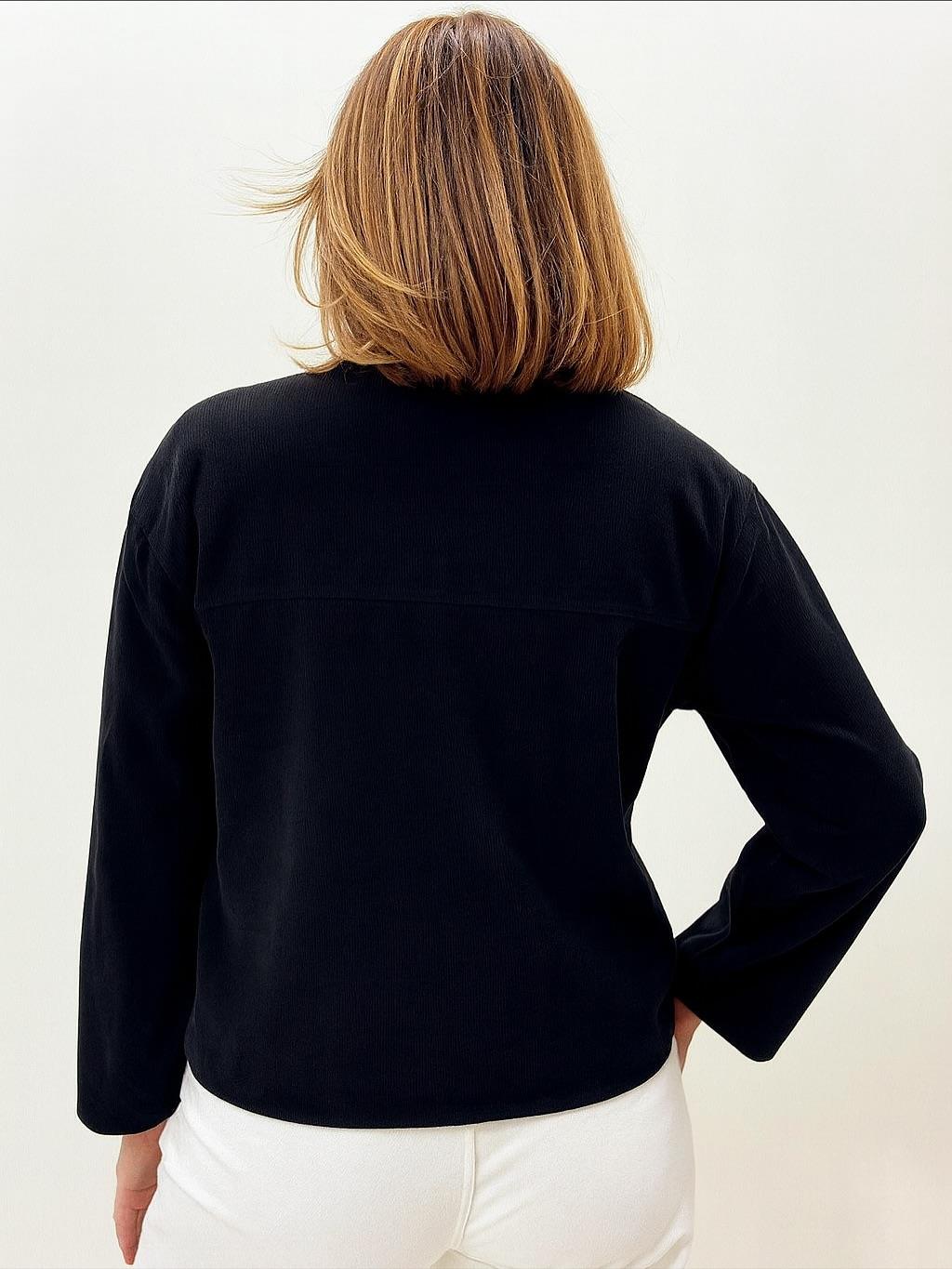 İtalyan Kadife Gömlek - SİYAH