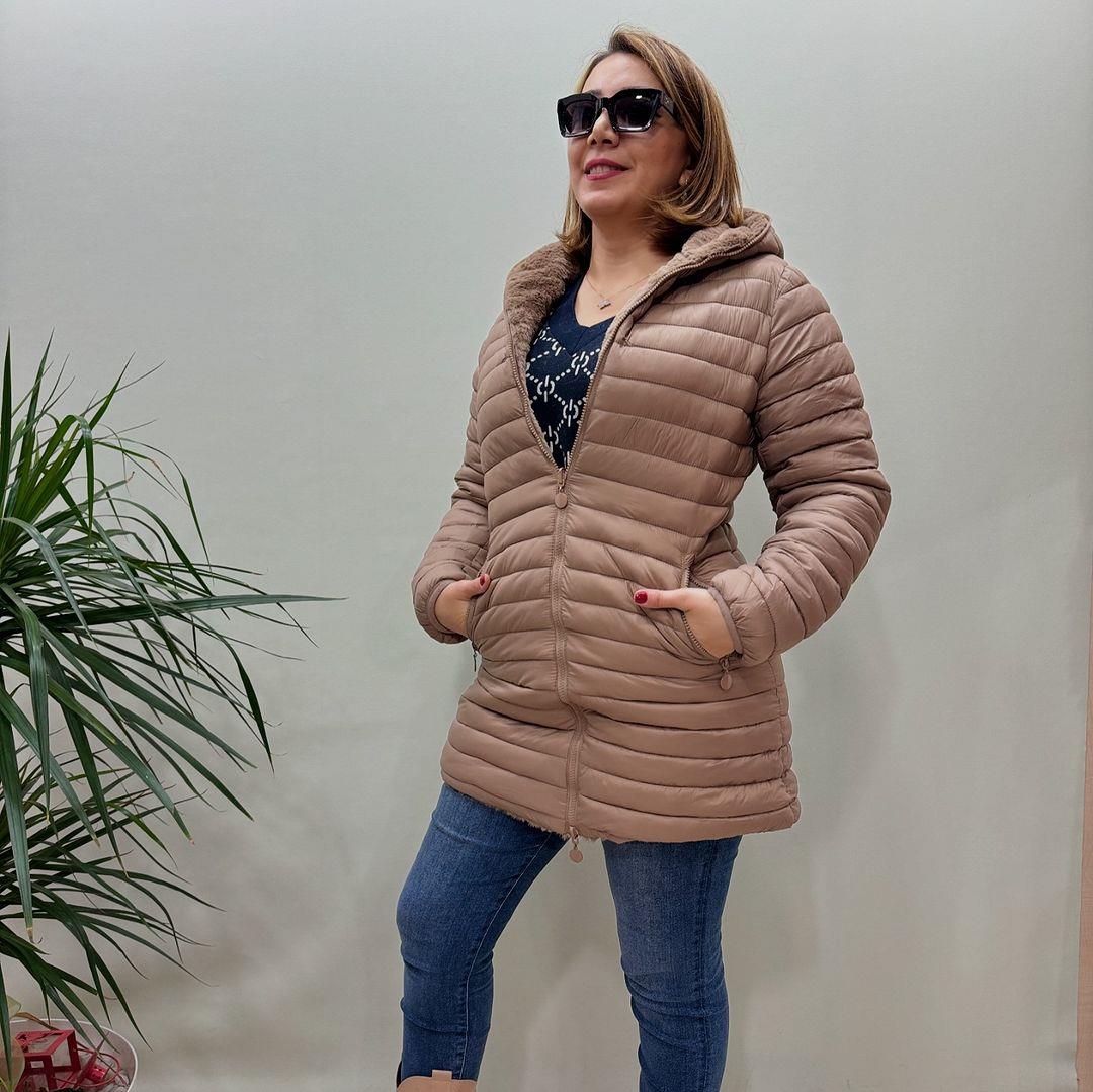 İtalyan Çift Taraflı Kürklü Mont - BEJ