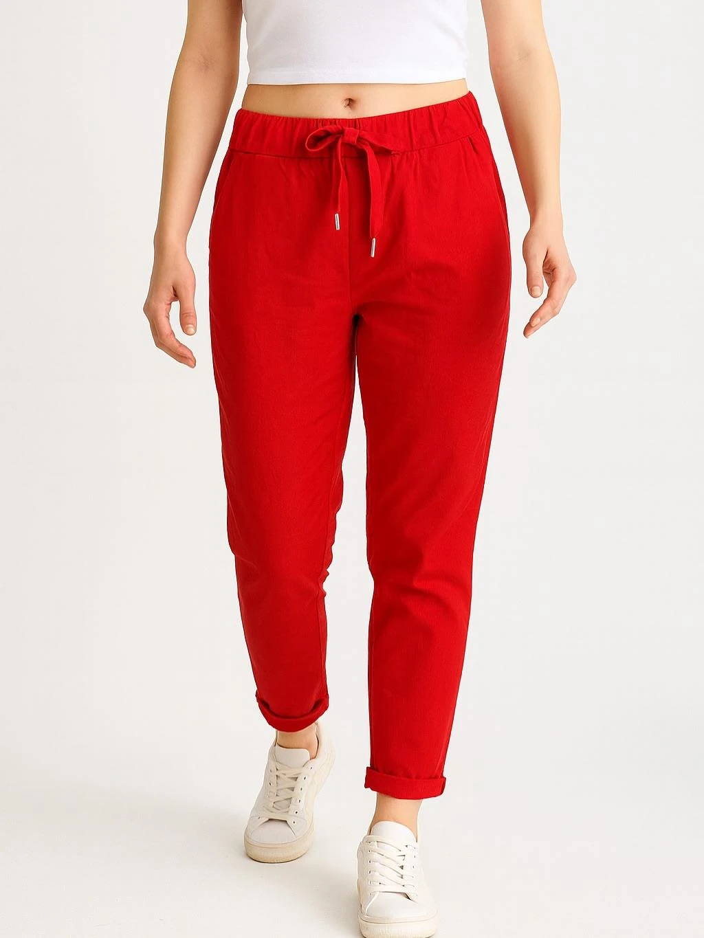 İtalyan Likralı Pantolon - KIRMIZI