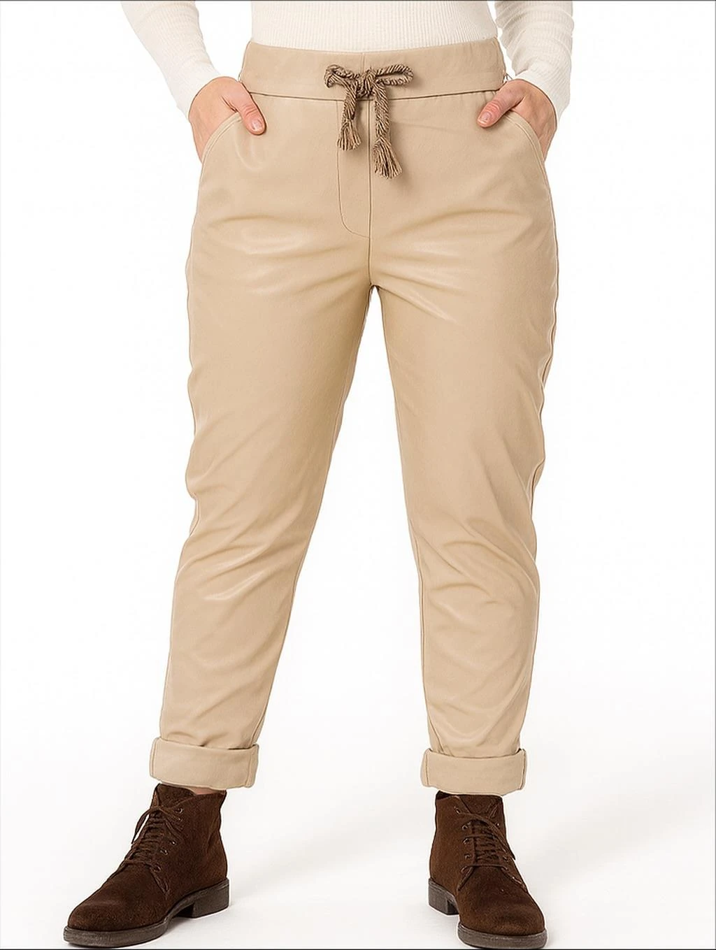 İtalyan Deri Pantolon - VİZON