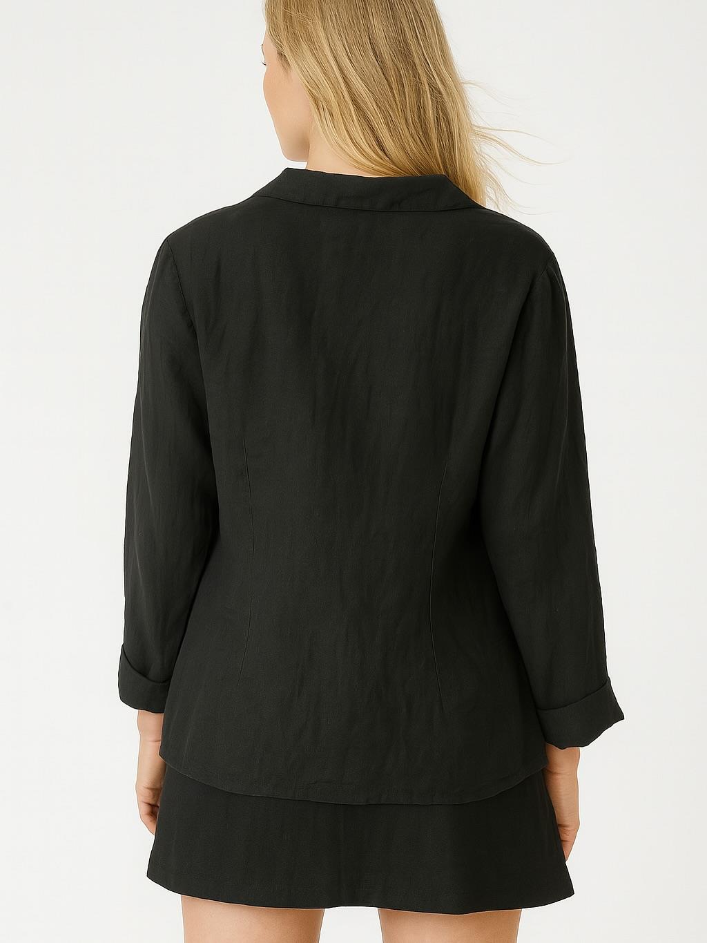 İtalyan Keten Tasarım Ceket - SİYAH