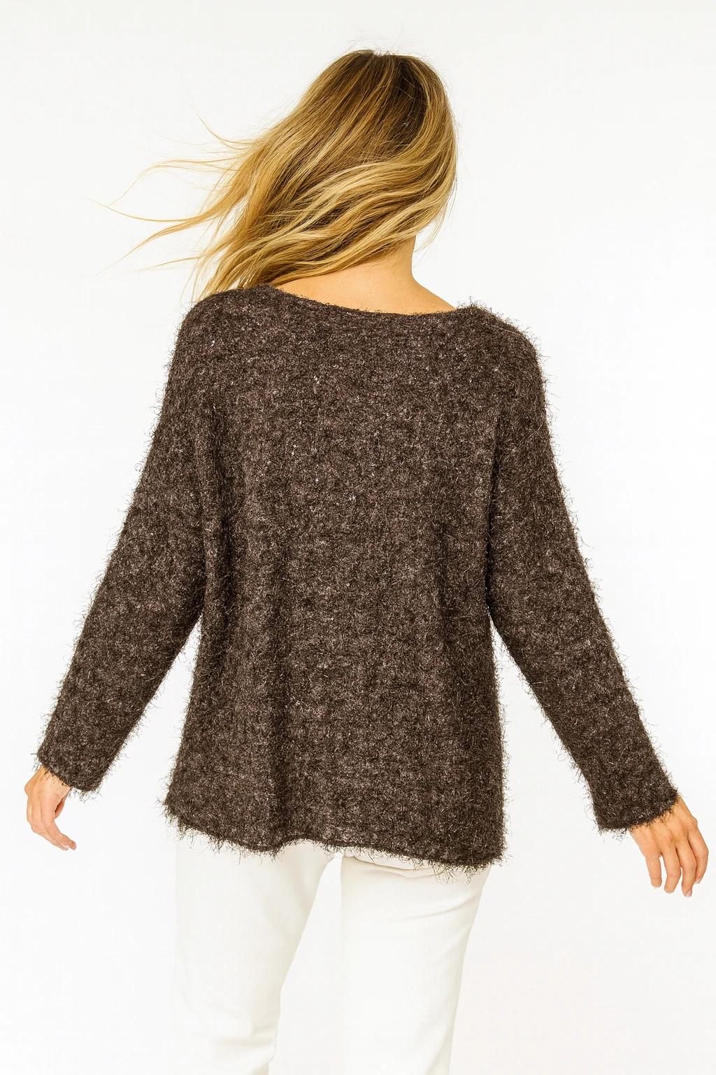 İtalyan İnce Tüylü Triko Bluz - KAHVERENGİ