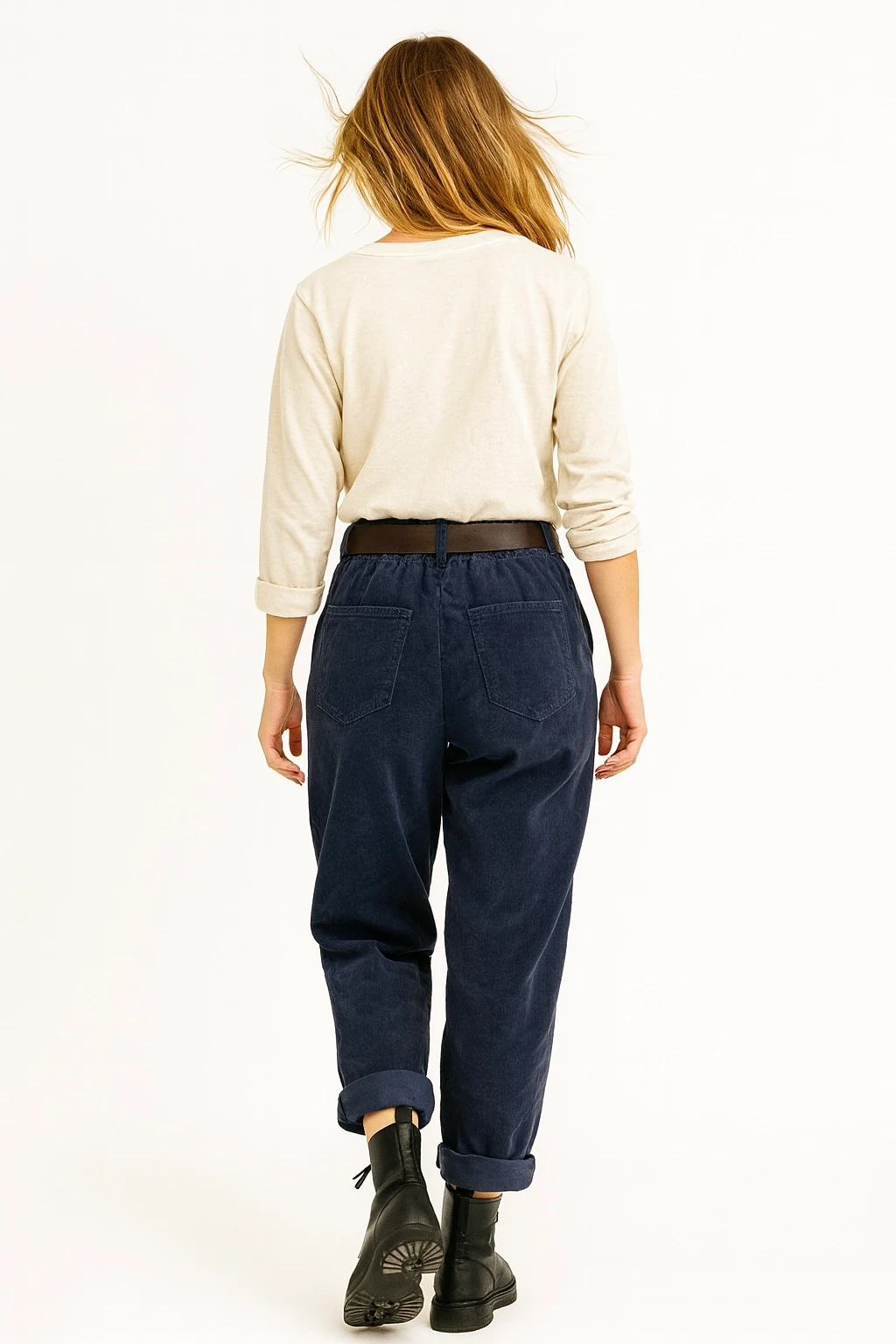 İtalyan Havuç Model Likralı Kadife Pantolon - LACİVERT