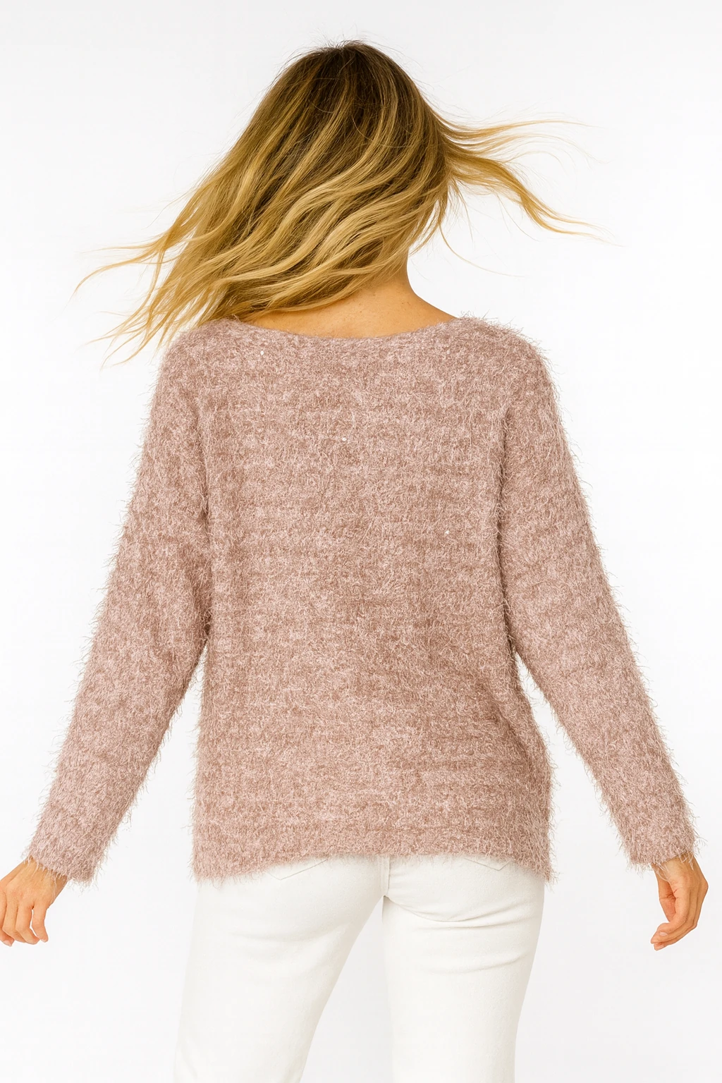 İtalyan İnce Tüylü Triko Bluz - PUDRA PEMBE