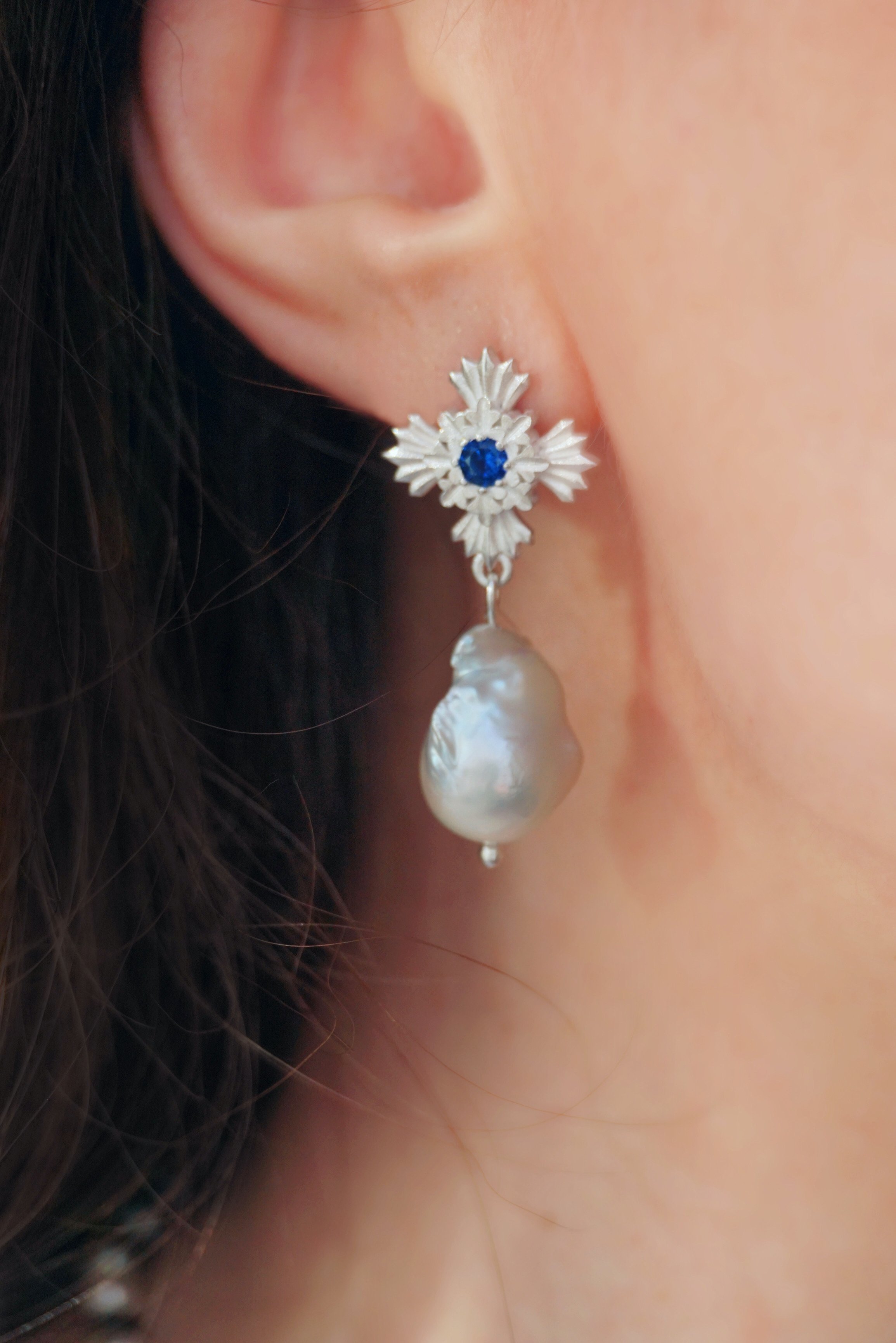 Aria | Baroque Pearl Silver Earrings