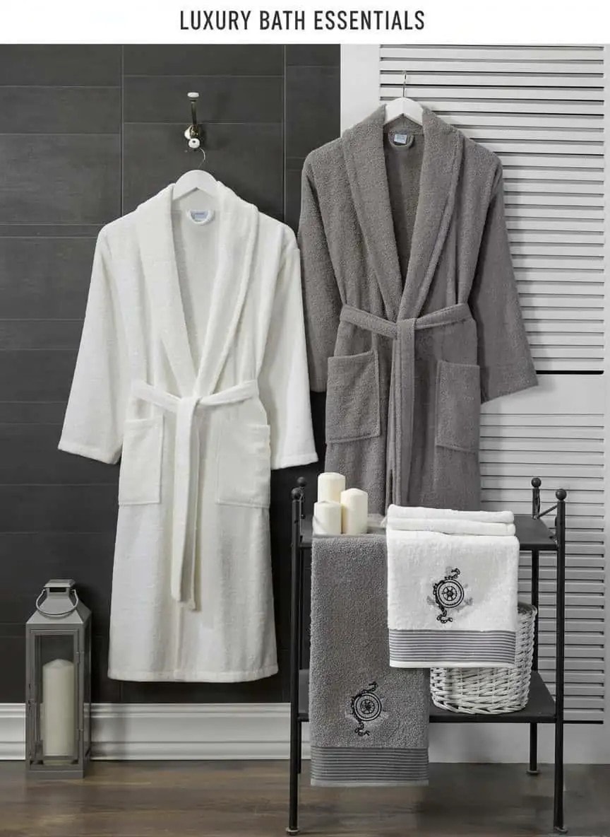 Dolce Serenità Havlulu Bornoz 4’lü Set – Perla & Grigio Antracite