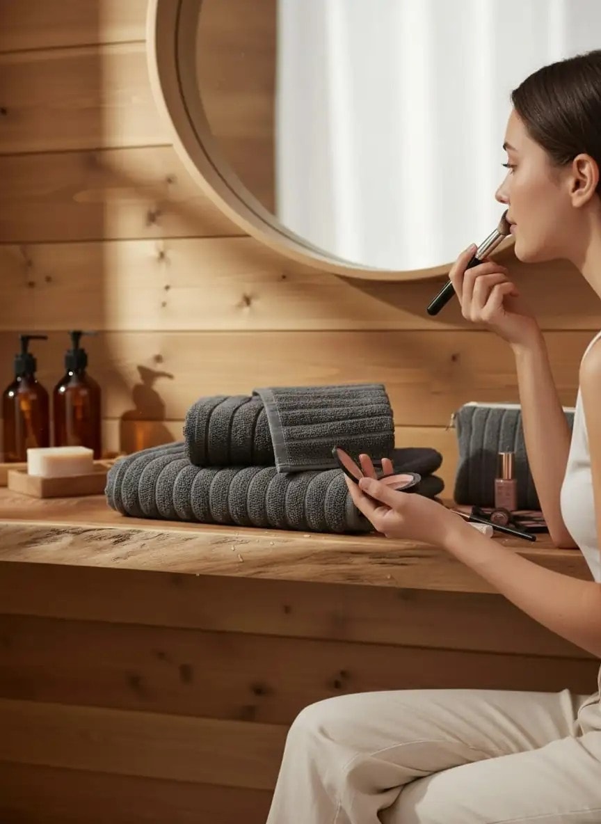 Dolce Ondata Grigio Antracite Banyo Havlu 2'Li Set