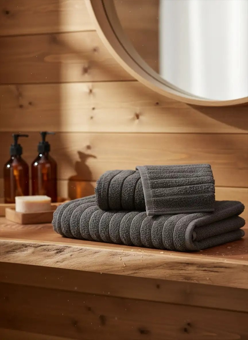 Dolce Ondata Grigio Antracite Banyo Havlu 2'Li Set