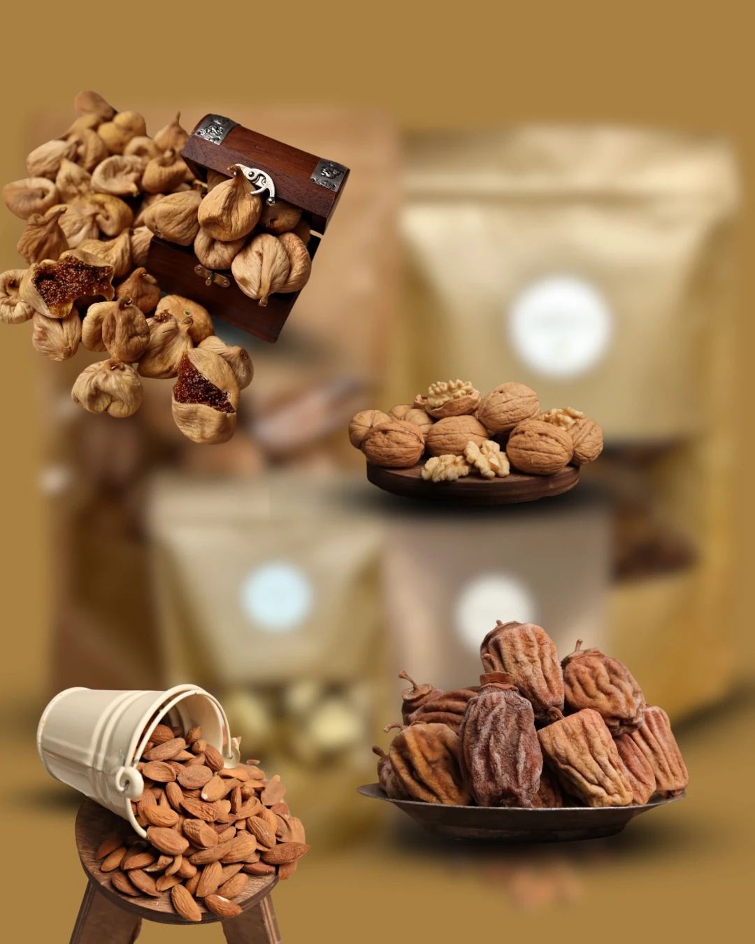 Süper Karışık Paket ( 500 gr Cennet Hurması + 500 gr Kuru İncir + 500 gr Ceviz + 500 gr İç Badem )