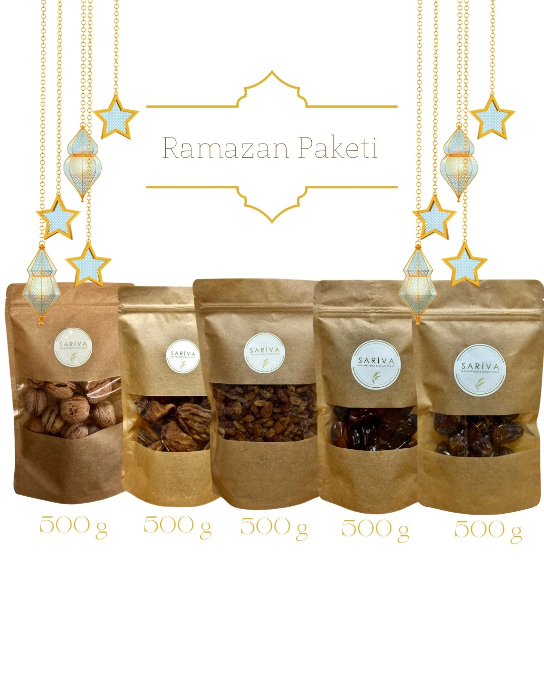 Ramazan Paketi (2,5 KG) - Ceviz , Cennet Hurması , Kuru Üzüm , Medine Hurması , Kudüs Hurması
