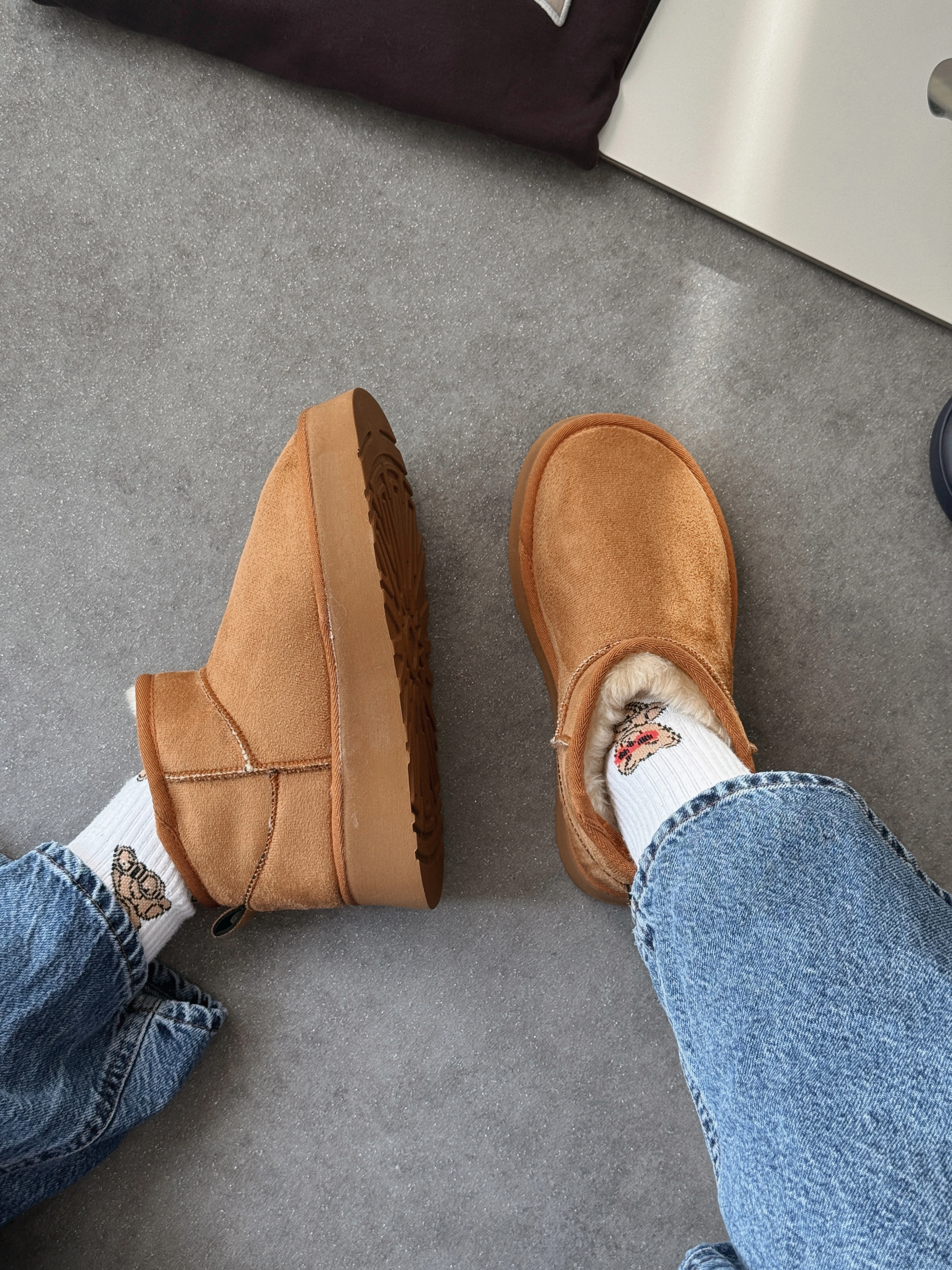 Mini İçi Tüylü Kalın Taban - Taba