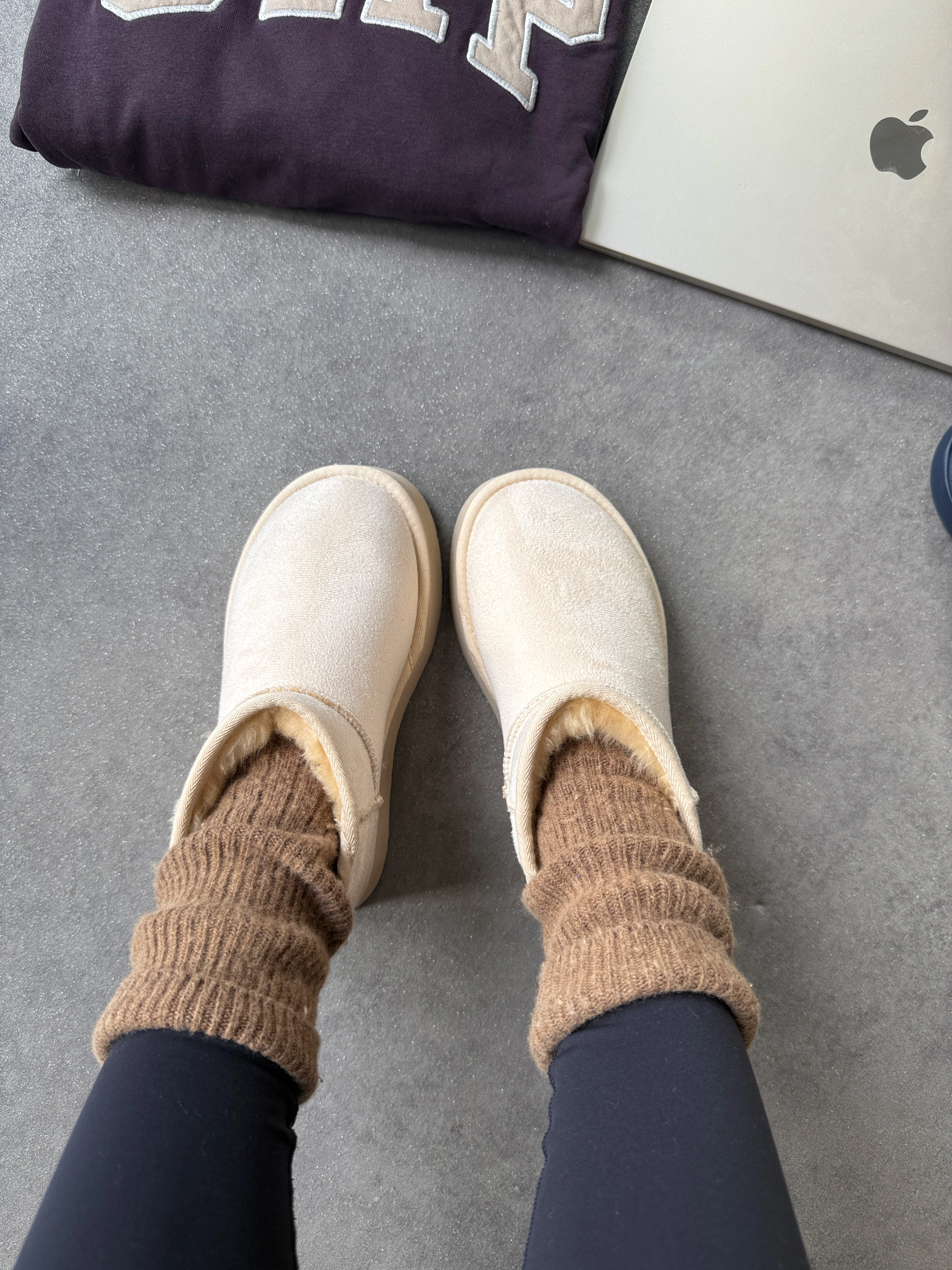 Mini İçi Tüylü Kalın Taban - Bej