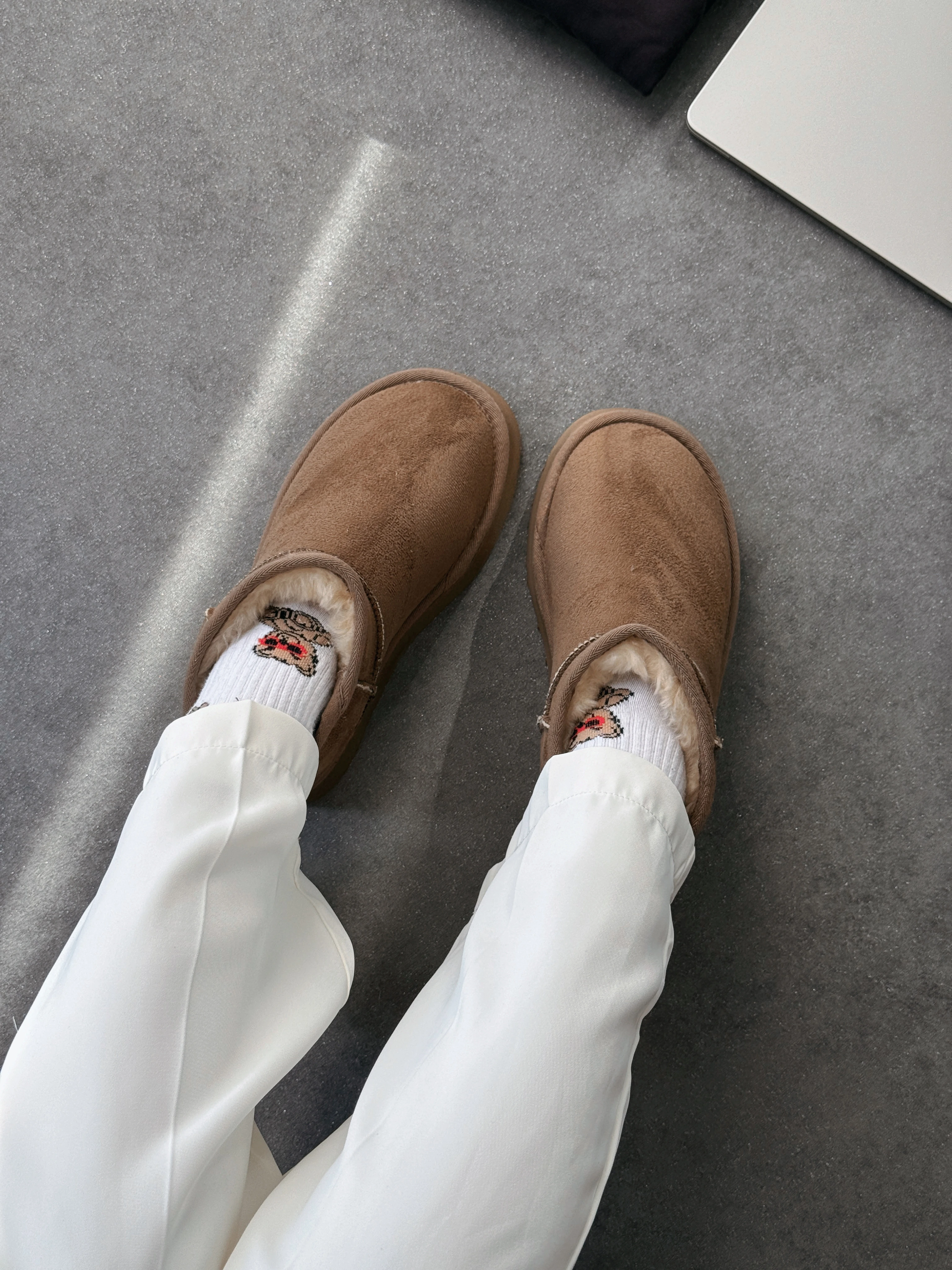 Mini İçi Tüylü Kalın Taban - Vizon