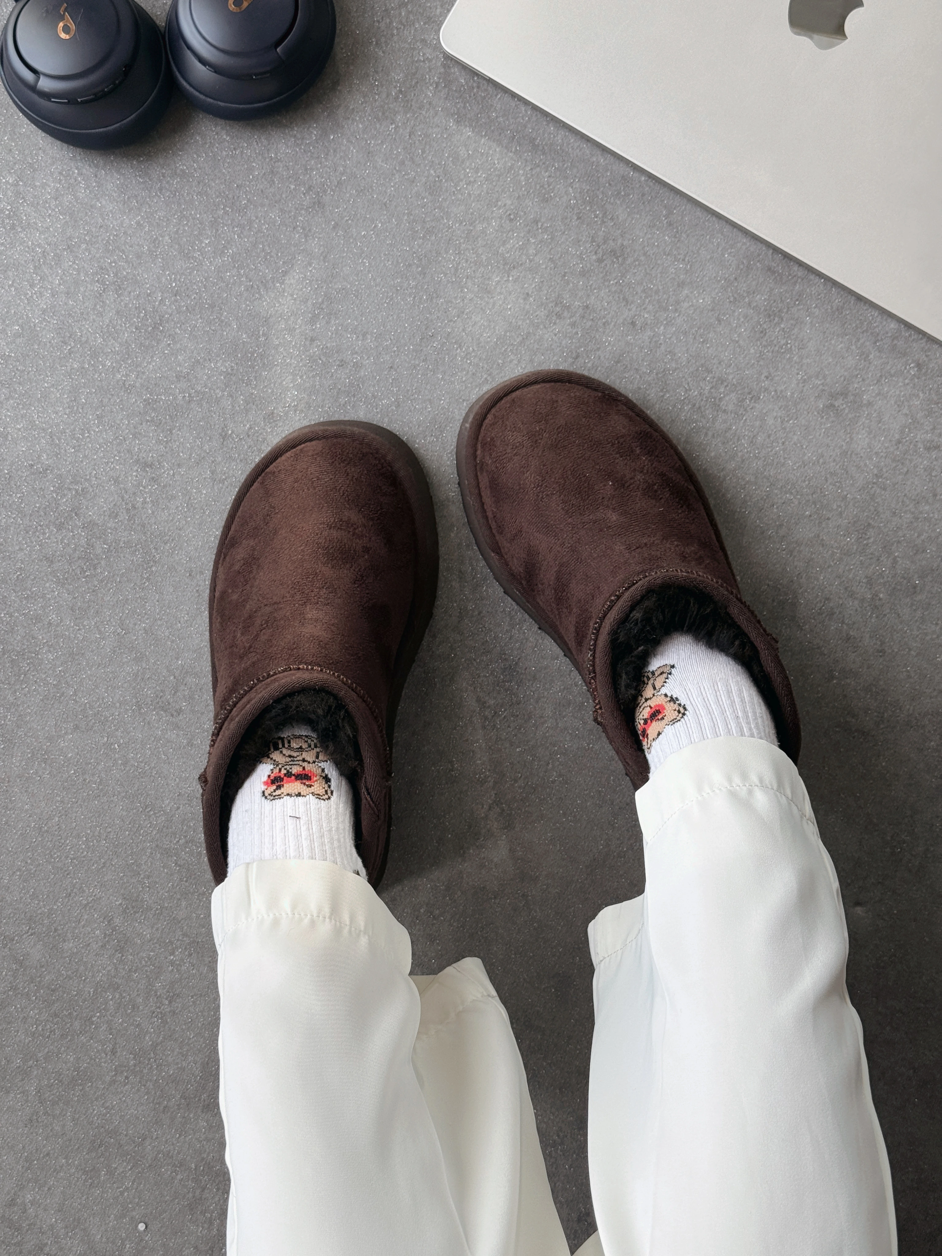 Mini İçi Tüylü Kalın Taban - Kahve