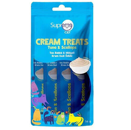 Supreme Crema Ton Ve Midye Ek Besin ve Kedi Ödülü 4x14 Gr