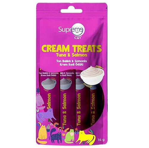 Supreme Crema Ton Ve Somonlu Ek Besin ve Kedi Ödülü 4x14 Gr