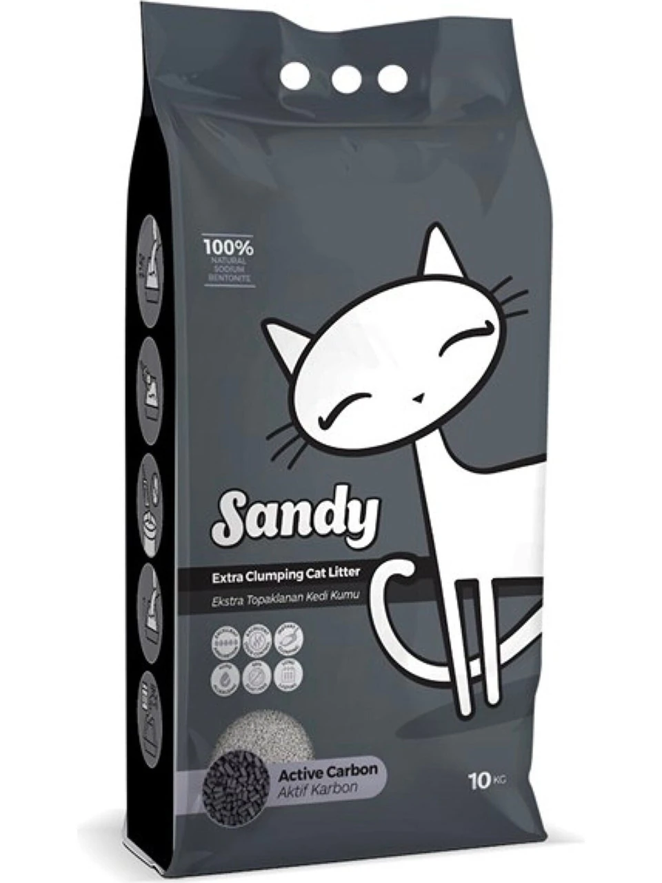 Sandy Aktif Karbonlu Extra Topaklanan Kedi Kumu 10KG