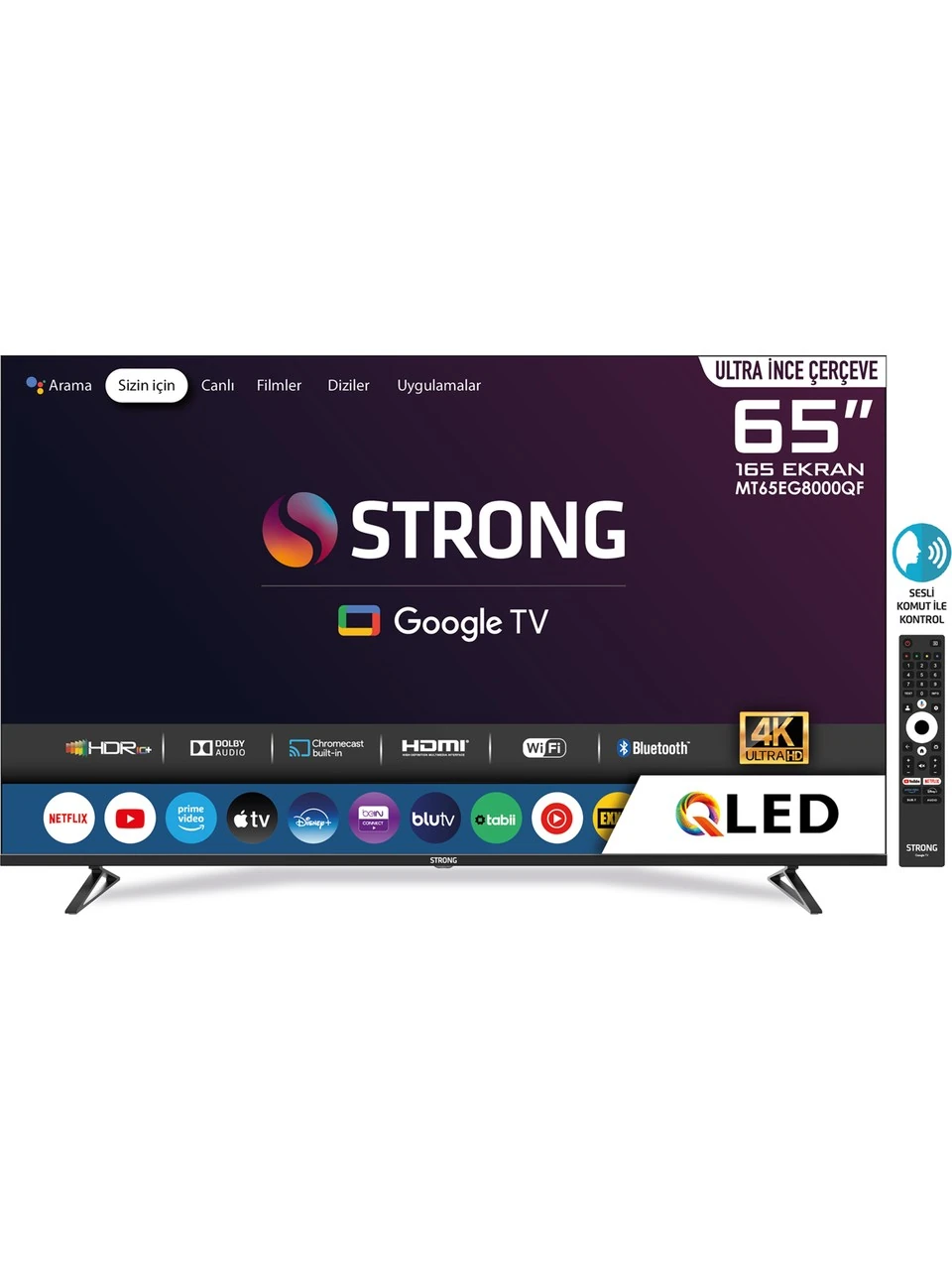 Strong MT65EG8000QF 65" 165 Ekran 4K Ultra HD Dahili Uydu Alıcılı QLED Google TV