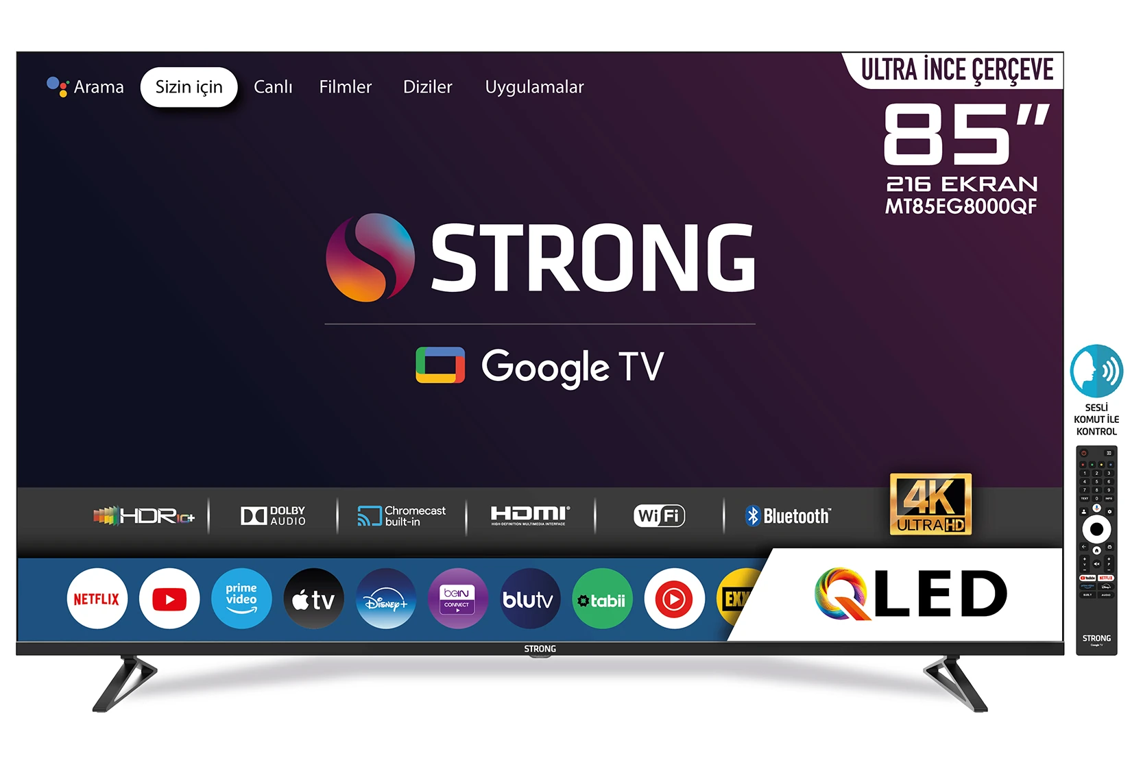 Strong MT85EG8000QF 85’’ 216cm Ekran FRAMELESS QLED 4K Ultra HD Google TV