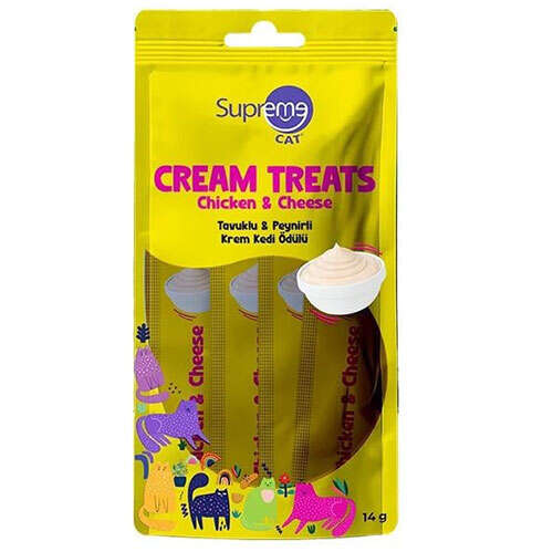 Supreme Crema Tavuk Etli Ve Peynirli Ek Besin ve Kedi Ödülü 4x14 Gr