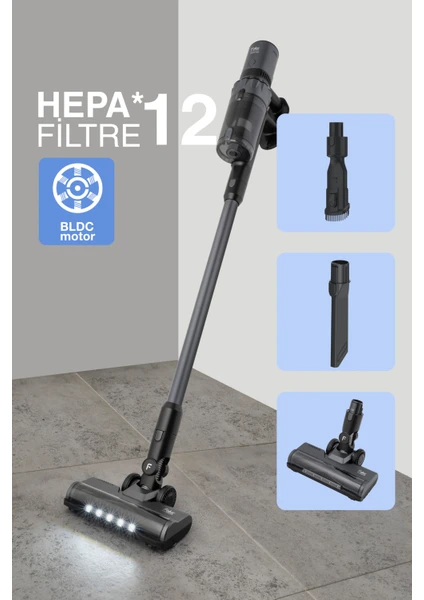 Fakir Shadow 7016 Gun Metal Kablosuz Şarjlı Elektrikli Süpürge