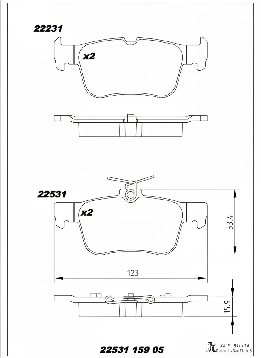 Ford Focus 2018> Mondeo 2014> Arka Fren Balatası | KALEBALATA 22531 159 05 - DG9C 2M007 HA