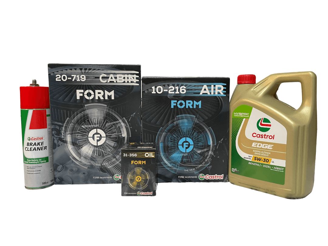 Ford Courier Filtre Bakım Seti 2017> Dizel | Balata Spreyi ve Karter Tapası Hediye | 5W-30 EDGE 4L | Castrol