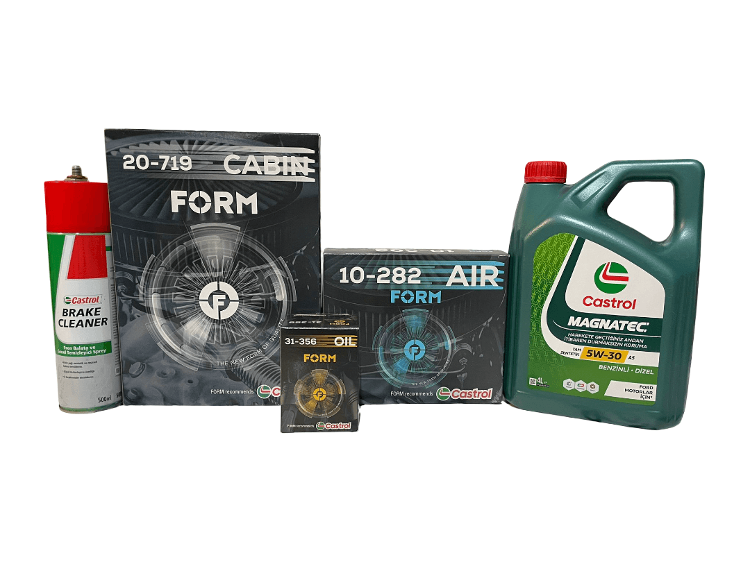 Ford Fiesta Filtre Bakım Seti 2010> Dizel | Balata Spreyi ve Karter Tapası Hediye | Magnatec 5W-30 4L | Castrol