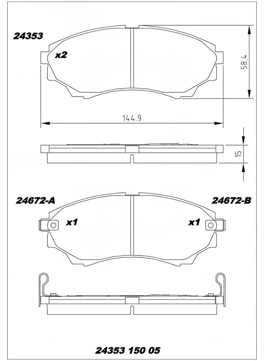 Ford Ranger 4x4 2002>2012 Ön Fren Balatası | KALE BALATA 24353 150 05 - 3M35 2001 BA