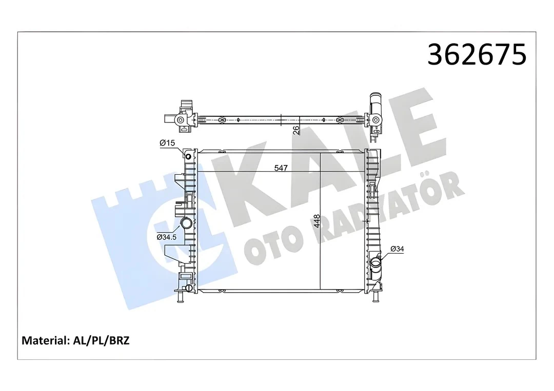 Ford Focus III 1.0 Ecoboost 2012> Su Radyatörü [BRAZING] | KAL 362675 - F1F1 8005 VE