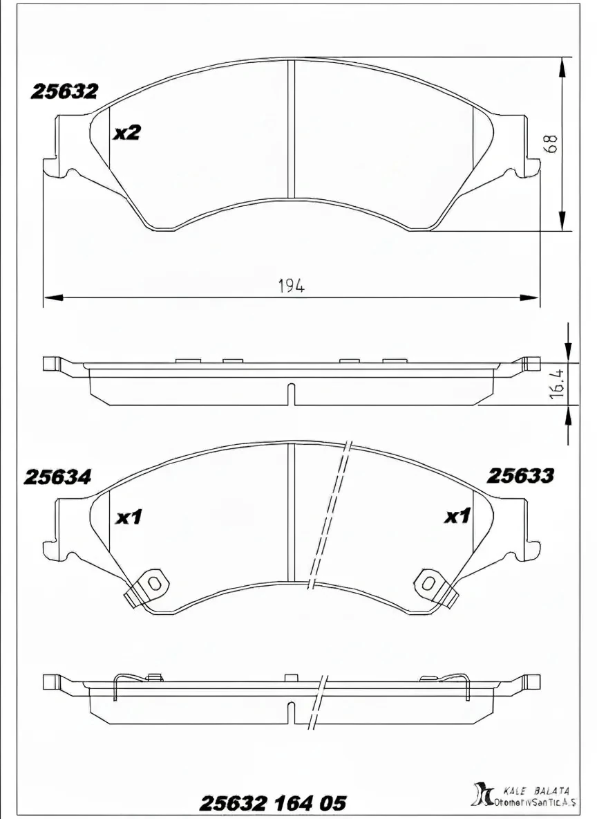 Ford Ranger 2011> Ön Fren Balatası | KALE BALATA 25632 164 05 - AB31 2L361 AB