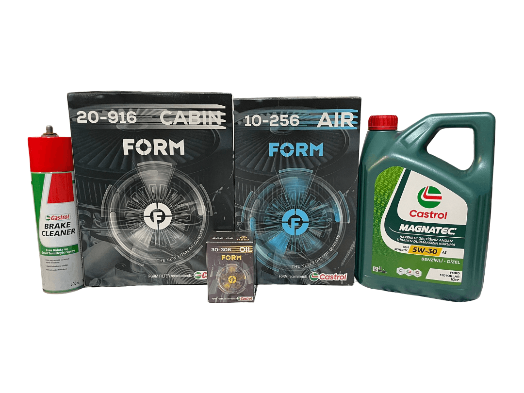 Ford Transit Filtre Bakım Seti 2013> Dizel | Balata Spreyi ve Karter Tapası Hediye | 5W-30 Magnatec 4L | Castrol
