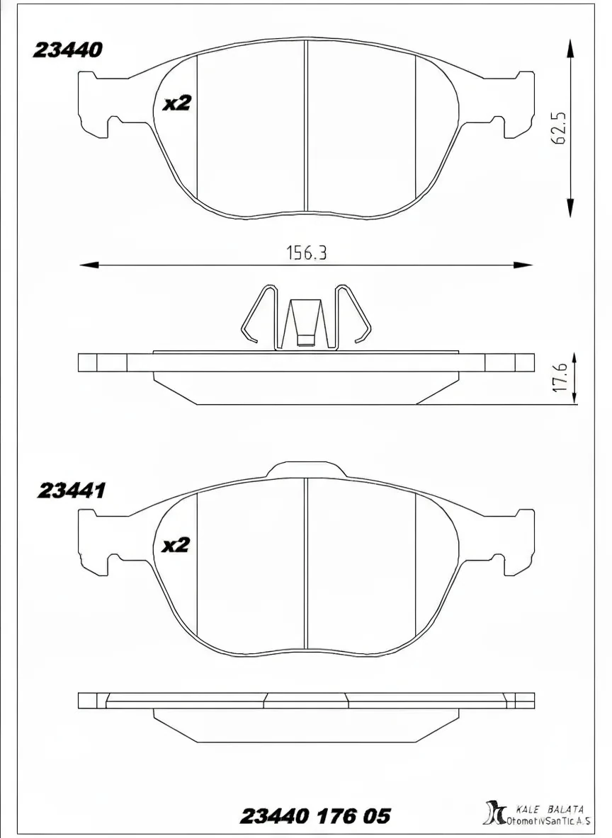 Ford Connect 2002>2013 Ön Fren Balatası | KALEBALATA 23440 176 05 - 2T14 2K021 AC