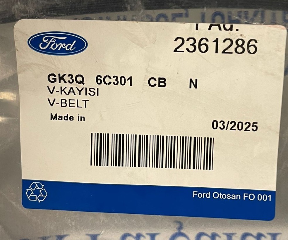 Ford Transit V363/V362 2.0 V Kayışı Orijinal | FORD OTOSAN GK3Q 6C301 CB V KAYIŞI