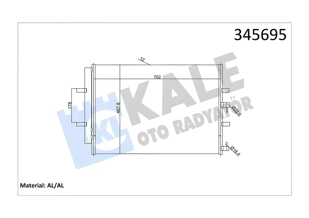 Ford Transit V.362 V.363 2013> Klima Radyatörü | KALE 345695 - BK21 19710 AB