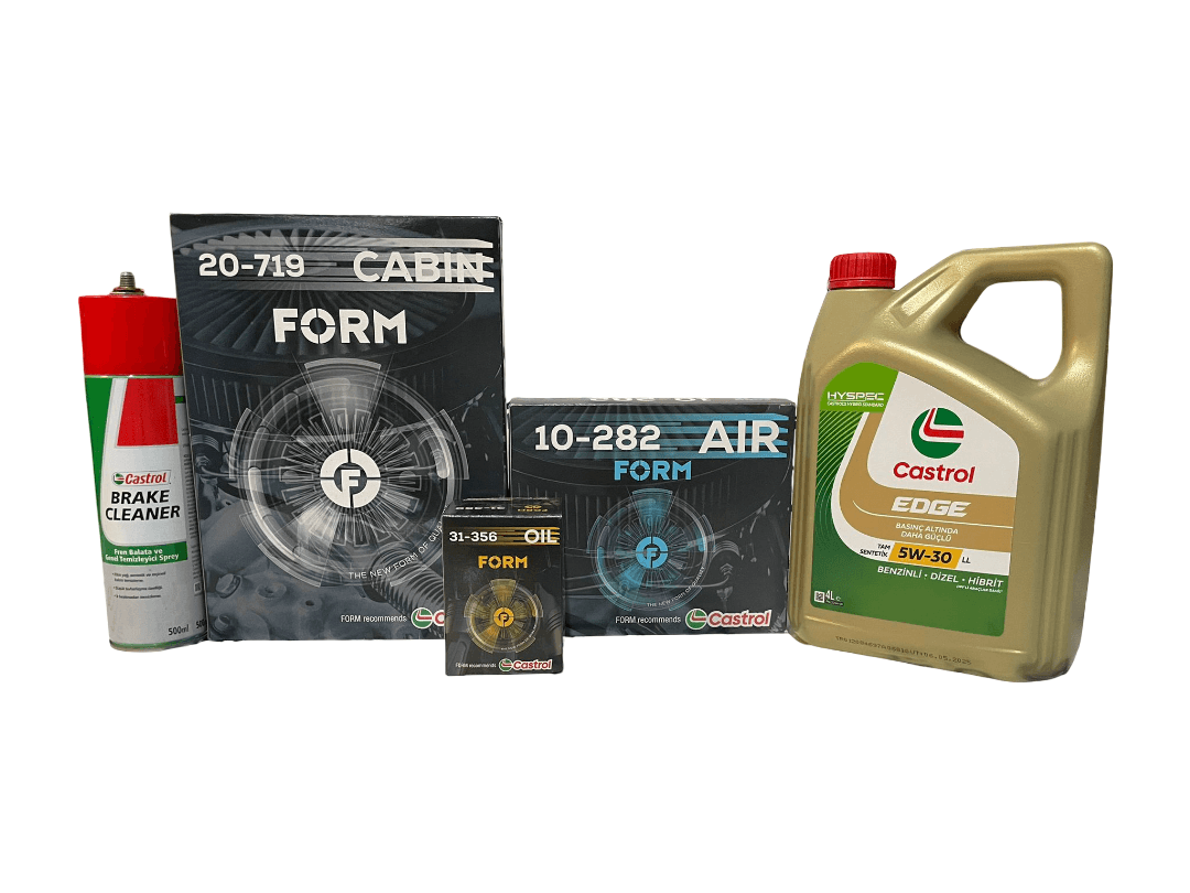 Ford Fiesta Filtre Bakım Seti 2010> Dizel | Balata Spreyi ve Karter Tapası Hediye | 5W-30 EDGE 4L | Castrol