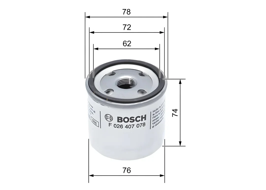 Ford Focus/Fiesta 1998> Mondeo 2007> Yağ Filtresi | BOSCH F026407078 - EM5G 6714 AA