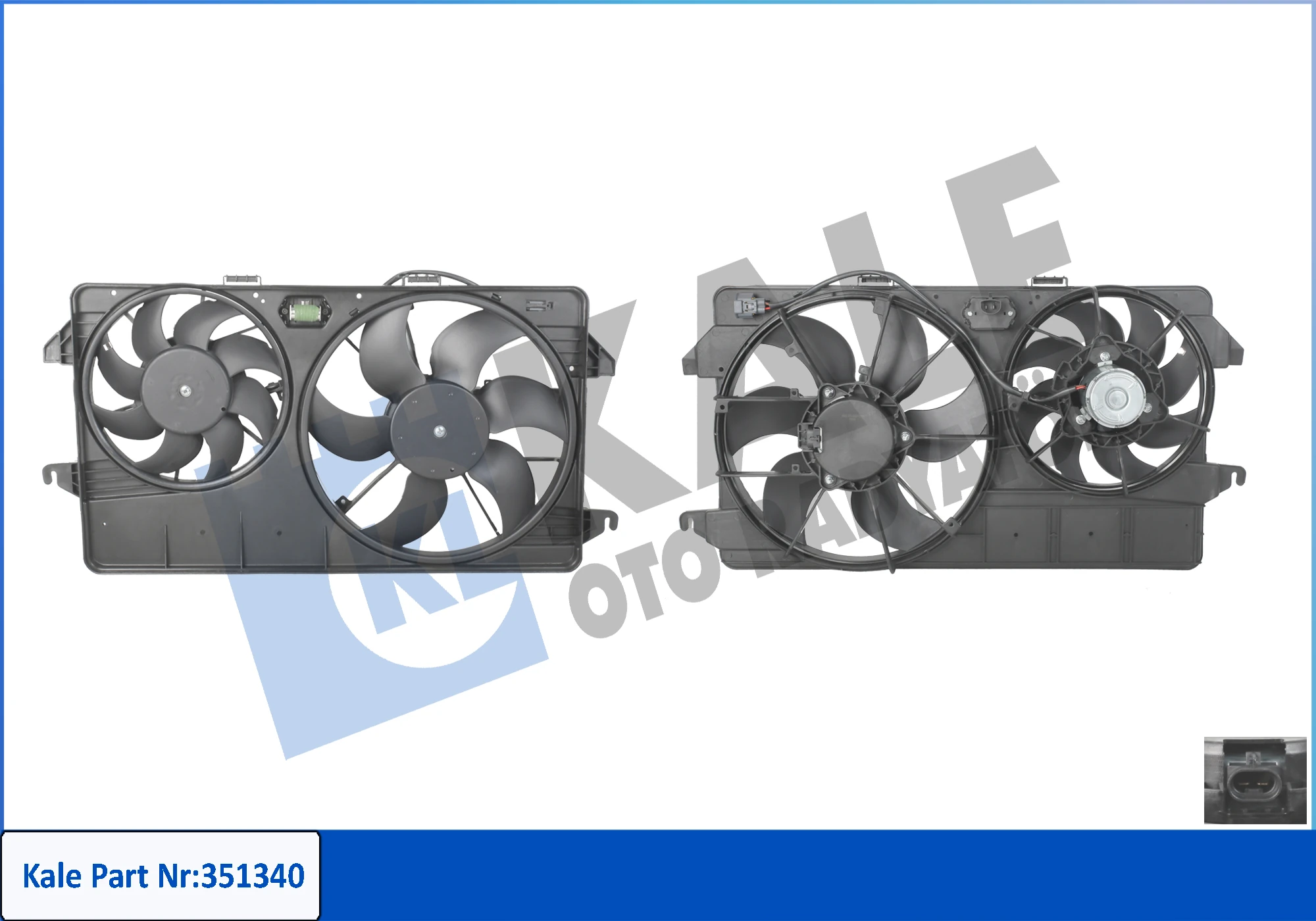 Ford Connect 2002> Fan Motoru Komple (Çiftli) | KALE 351340 - 7T16 8C607 NB