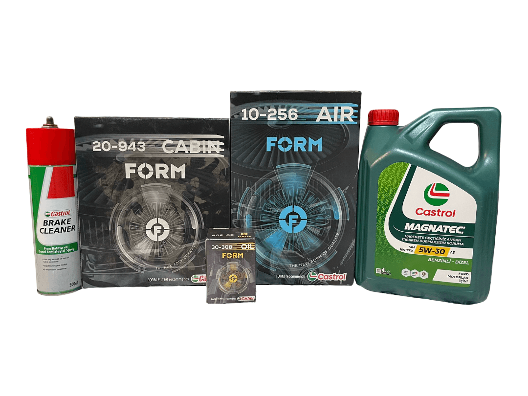 Ford Transit Filtre Bakım Seti 2007-2013 Dizel | Balata Spreyi ve Karter Tapası Hediye | 5W-30 Magnatec 4L | Castrol
