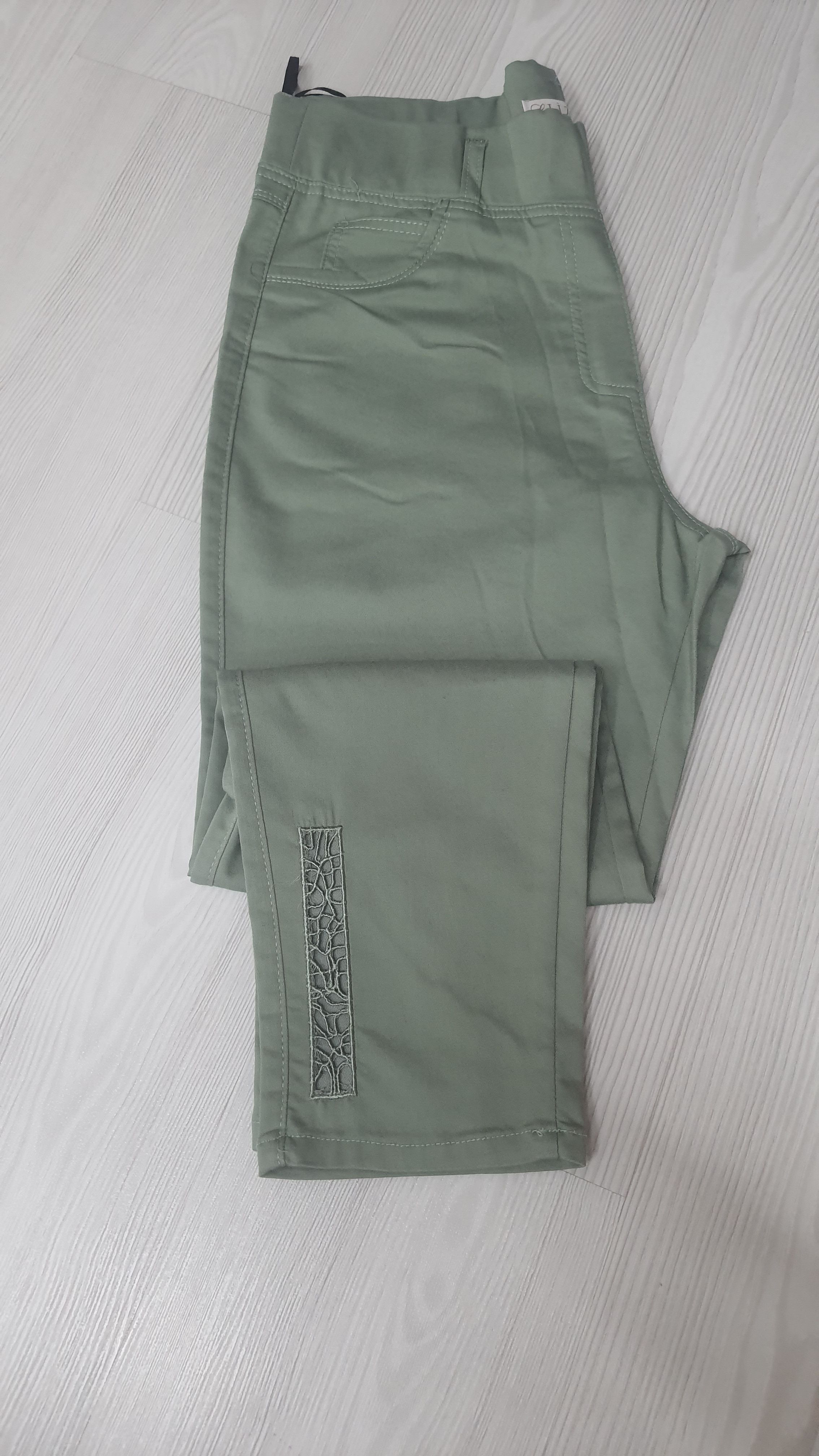 Paçası Dantel Pantalon-Su Yeşili