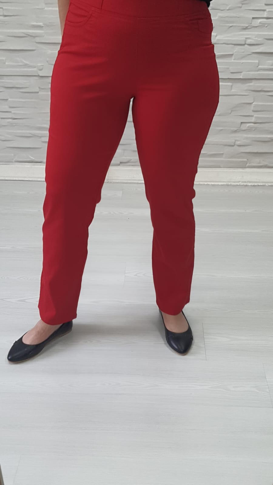 Beli Lastikli Pantalon-Kırmızı