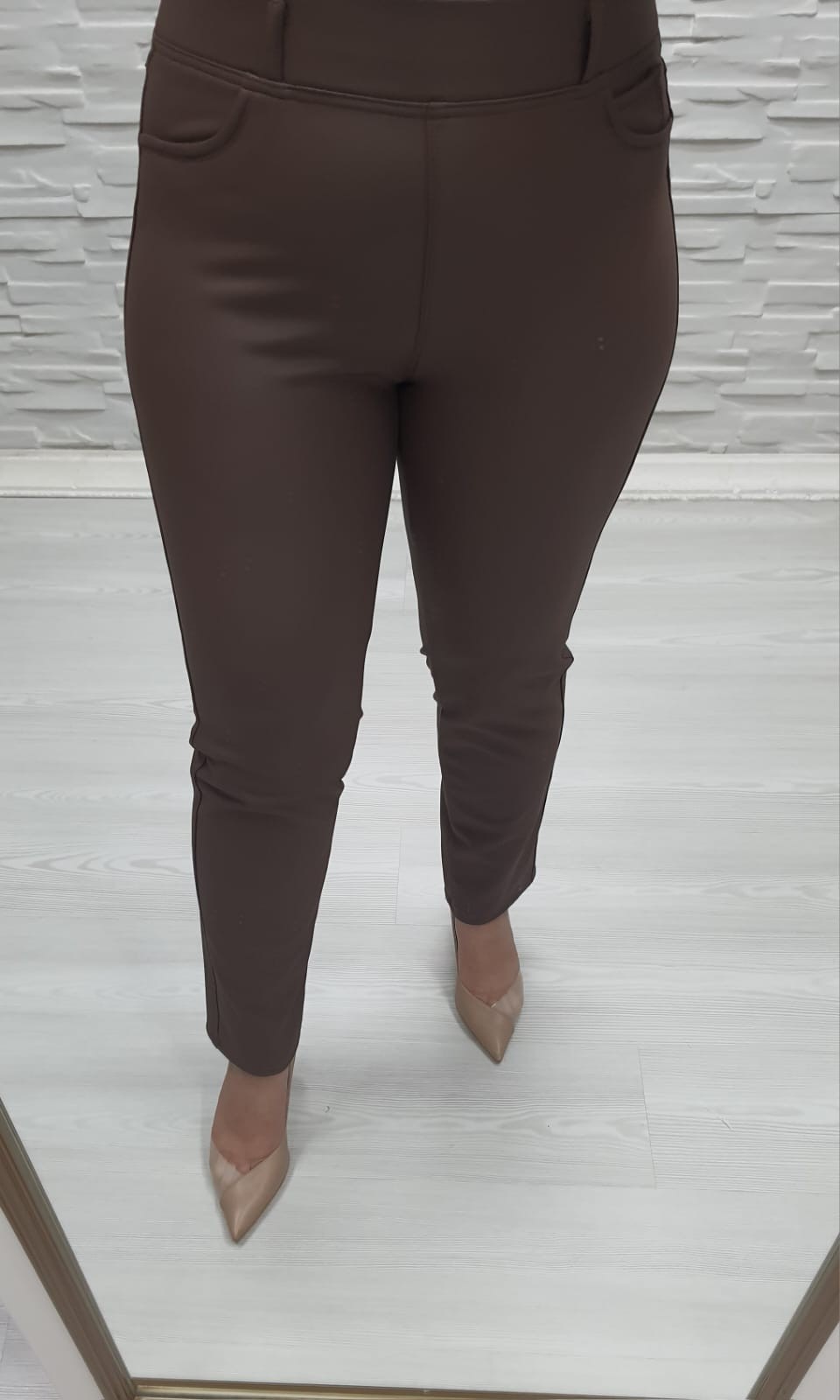 Mat Deri Pantalon-Kahve