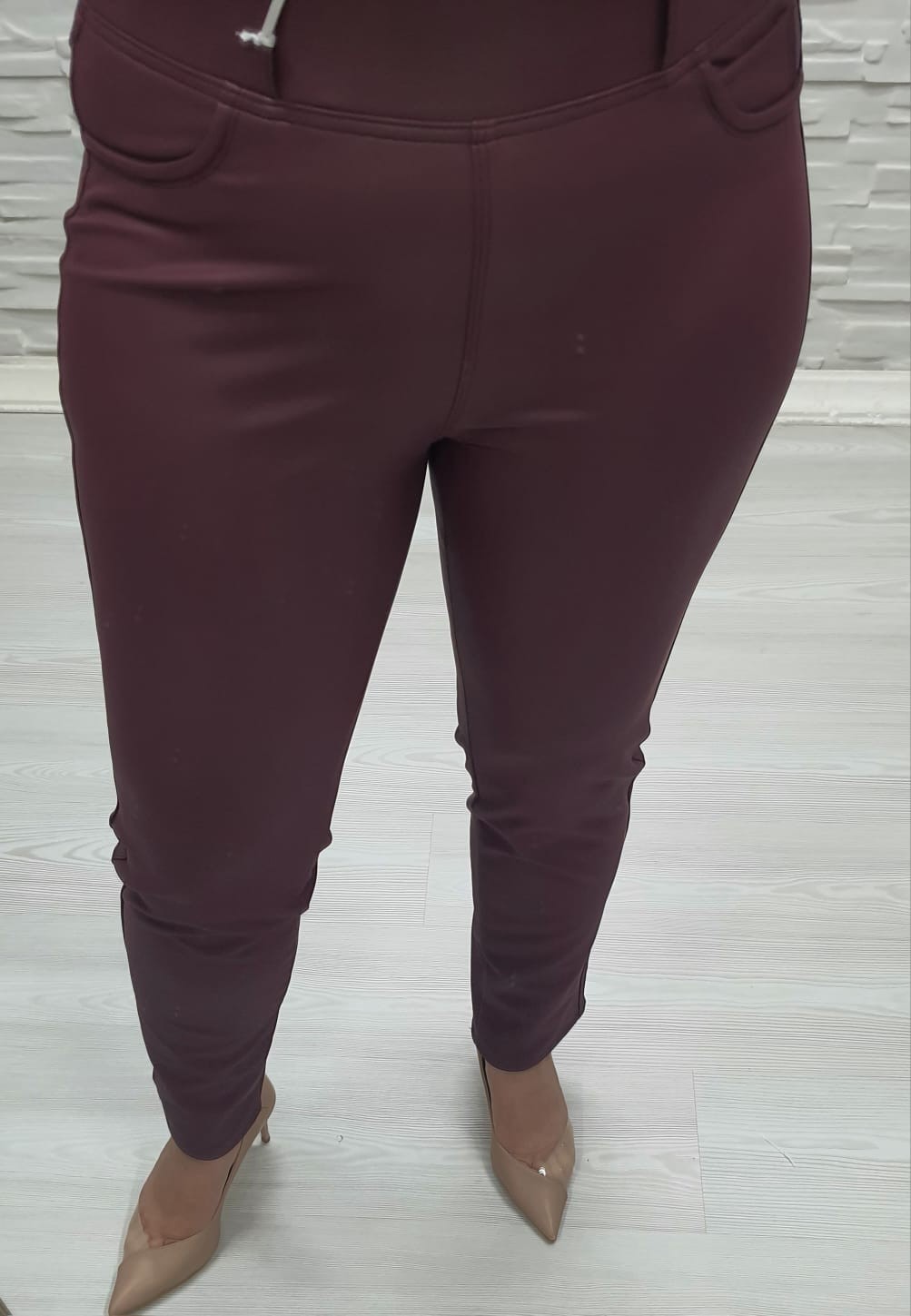 Mat Deri Pantalon-Bordo