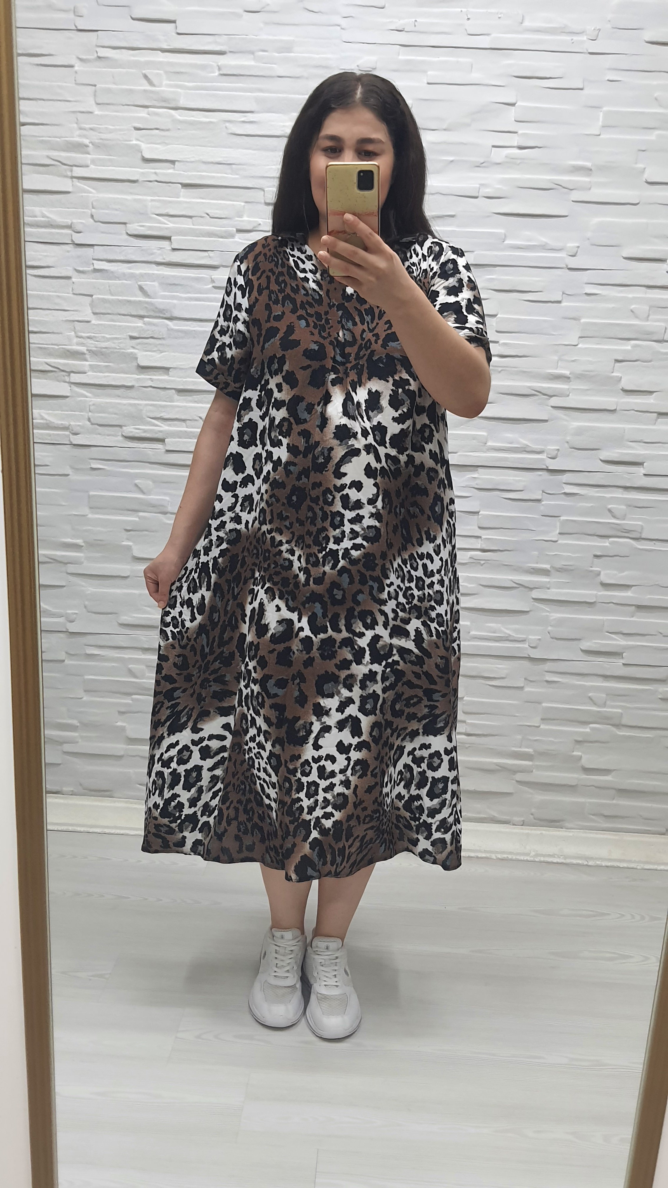 Leopar Desenli Elbise