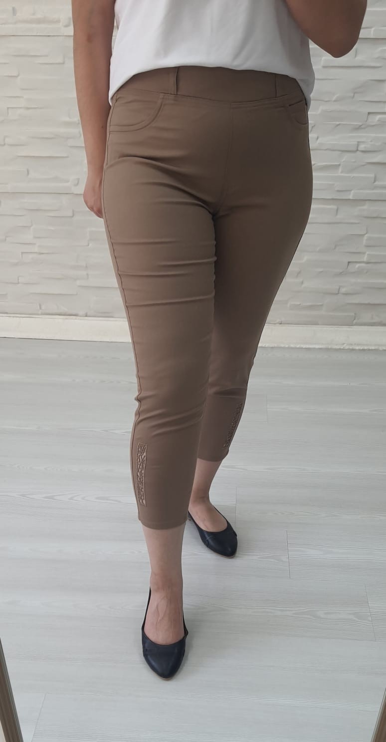 Paçası Dantel Pantalon-Kahve